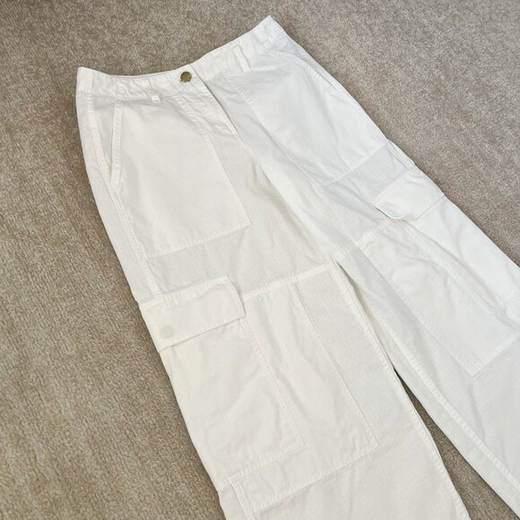 MICHAEL Michael Kors High Rise Wide Leg Cotton Cargo Pants 2 - Picture 3 of 11